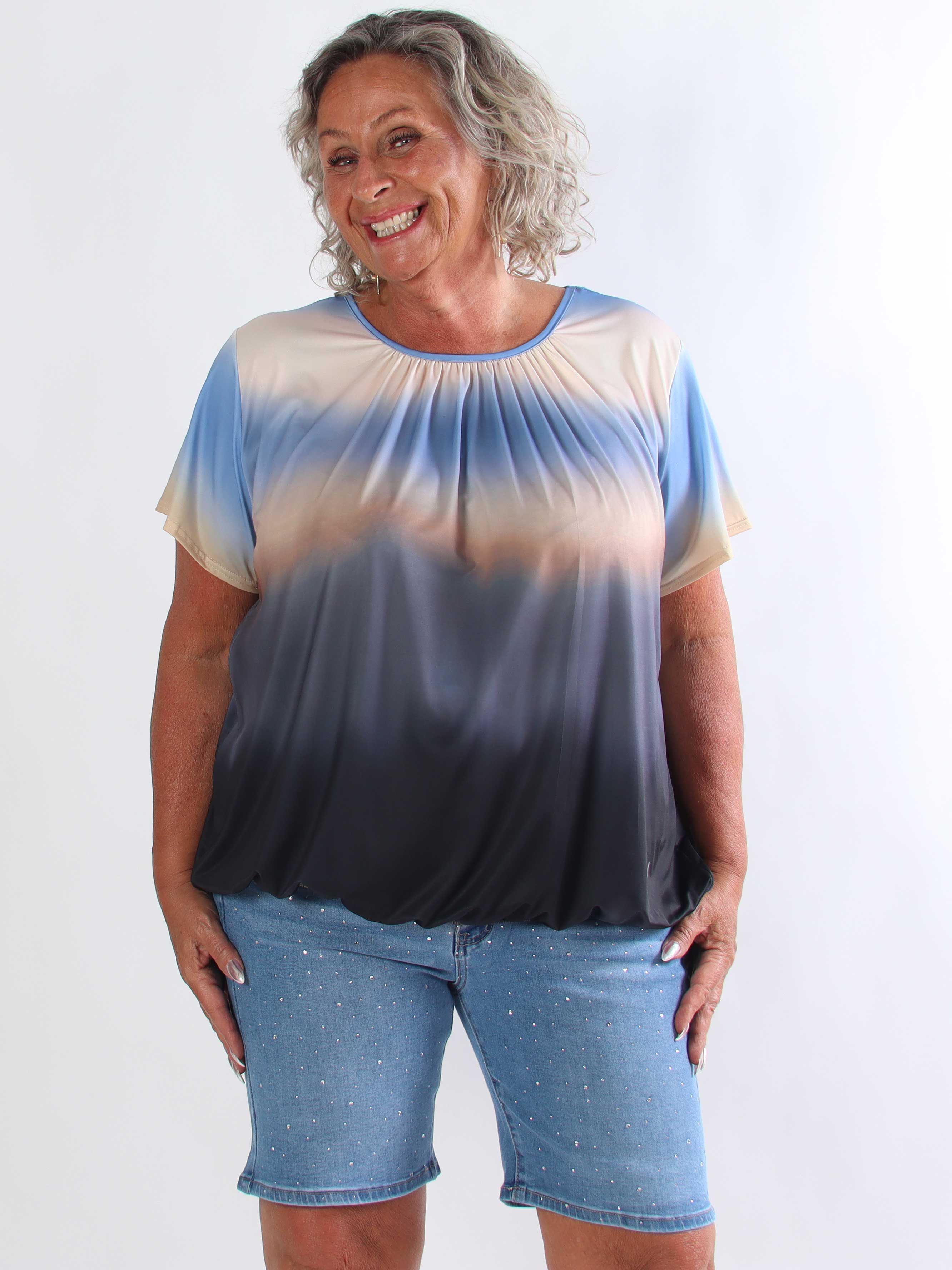 Miracle Batik - Plus size t-shirt i faded farver med elastik for enden